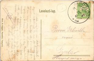 1914 Városlőd, látkép, vasúti sínek, templom. Phot. H. Tepper (fl)