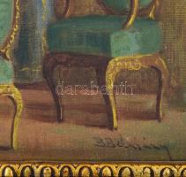 Burchard-Bélaváry István (1864-1933): Enteriőr festményekkel. Olaj, karton, jelezve jobbra lent. Dek...