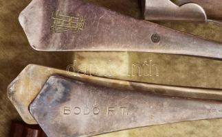 Óriási 12 személyes Berndorf alpakka evőeszköz készlet. Jelzett, komplett, három szintes, eredeti fa...