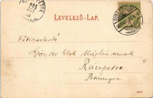 1905 Dunaföldvár, pályaudvar, vasútállomás, vonat. Jaczkó Gyula kiadása