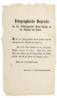 1849 "Telegraphi tudósítás báró Haynau tábori szernagy ő felségéhez a' császárhoz... Világ...