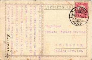 1928 Boldog Karácsonyt! Krampusz. Nyomtatta és kiadja Kner Izidor, Gyoma / Hungarian Christmas art p...