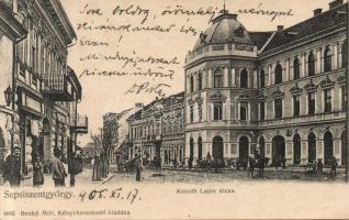 Sepsiszentgyörgy Kossuth street with the shop of Lajos Ferencz