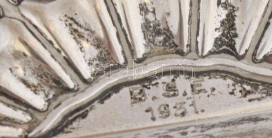 Ezüst (Ag) szalvétatartó, BSE 1931 felirattal, BSE zománcozott rárakással, jelzett, 117g