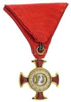 1869-1914. "Arany Érdemkereszt vörös szalagon" aranyozott, zománcozott bronz kitüntetés me...