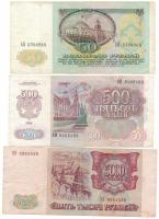 Szovjetunió 1991. 50R + 1992. 500R + 1993. 5000R T:F,VG
Soviet Union 1991. 50 Roubles + 1992. 500 R...