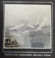1955 Ajkai Timföldgyár gyárbővítés indítás, fotóalbum 10 db fotóval, 9×9 cm