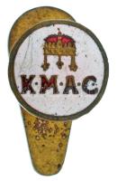 ~1930. "KMAC (Királyi Magyar Automobil Club)" zománcozott bronz gomblyukjelvény "MORZSÁNYI J. BUDAPEST ESKÜ ÚT 6." gyártói jelzéssel (12mm) T:XF kis zománchiba / Hungary ~1930. "KMAC (Royal Hungarian Automobile Club)" enamelled bronze button badge with makers mark "MORZSÁNYI J. BUDAPEST ESKÜ ÚT 6." (12mm) C:XF small enamel error