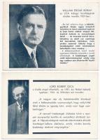 A Magyar Nemzeti Szövetség kiadása: Lord Robert Cecil és William Edgar Borah - 2 db régi irredenta képeslap / 2 pre-1945 Hungarian irredenta postcards