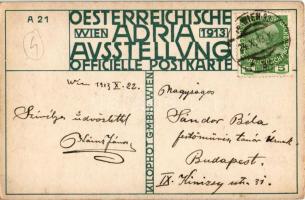 1913 Oesterreichische Adria Ausstellung Wien 1913 Officielle Postkarte A 21. Kilophot GMBH . Druck v...