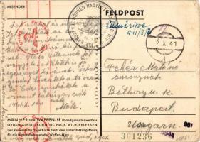 1941 Männer der Waffen SS "Handgranatenwerfer". Küsten Verlag Feldpost, Holzschnitt / Máso...