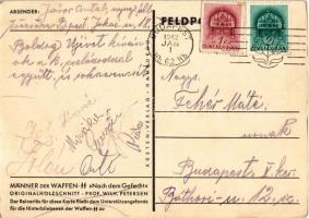 1942 Männer der Waffen SS "Nach dem Gefecht". Küsten Verlag Feldpost, Holzschnitt / Másodi...