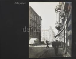 cca 1950 Łódź, Lengyelország, városképek, gyárbelsők, fotók albumba ragasztva, feliratozva, 34 db, v...