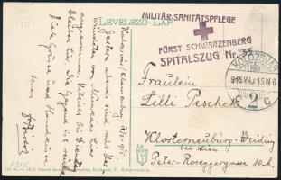 1915 Kolozsvár képeslap FÜRST SCHWARZENBERGER SPITALSZUG Nr 35