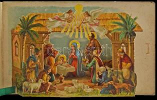 1917 Boldog karácsonyi ünnepeket! Kihajtható mechanikus "felugró" térbeli hatású képeslap ...