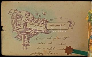 1917 Boldog karácsonyi ünnepeket! Kihajtható mechanikus "felugró" térbeli hatású képeslap ...