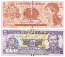 Honduras 2014. 2L + 2019. 1L T:UNC,AU Honduras 2014. 2 Lempiras + 2019. 1 Lempira C:UNC,AU