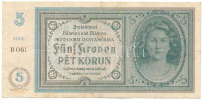 Német Harmadik Birodalom / Cseh-Morva Protektorátus 1940. 5K T:F German Third Reich / Protectorate of Bohemia and Moravia 1940. 5 Korun C:F Krause 4.a