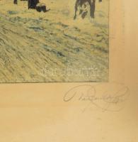 Olvashatatlan jelzéssel. Bécs, Grinzing. Színezett rézkarc, papír. Apró felületi sérüléssel. Üvegeze...