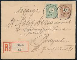 1899 Ajánlott levél 3+12kr bérmentesítéssel, DÖMÖS - BUDAPEST