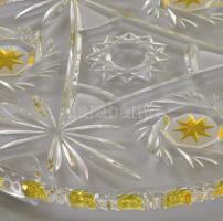 Antik kristály tortatál, ezüstpácolt díszítéssel, hibátlan, d: 30 cm