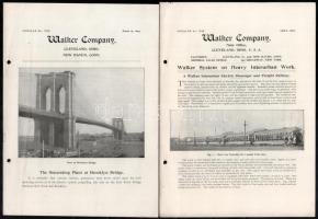 1897 Walker Company Cleveland, Ohio, USA, városi villamosközlekedéssel kapcsolatos kiadványok, 6 db, lefűzés okozta lyukasztásnyomokkal