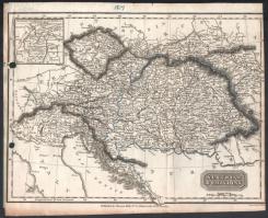 cca 1820 Austrian Dominions / A Habsburg Birodalom országai és tartományai, rézmetszetű térkép, metszette: Alexander Findlay, kiadta: Thomas Kelly, London, egyik szélénél kartonra ragasztva, lyukasztással, 21x25,5 cm