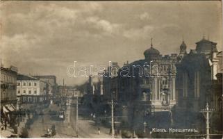 Kyiv, Kiev, Kiew; Rue Krechtchatik (Khreshchatyk) / main street, tram, shops (EK)