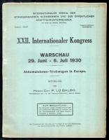 1930 XXII. Internationaler Kongress, Akkumulatoren-Triebwagen In Europa közlekedéssel kapcsolatos kiadvány, 55p