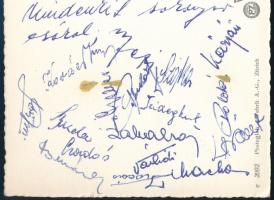 1954.VI.26. Az Aranycsapat tagjai által aláírt képeslap a svájci világbajnokságról, rajta: Puskás Fe...
