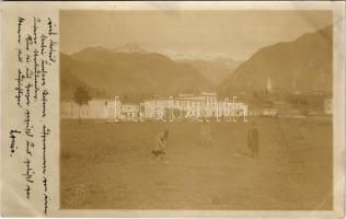 1912 Tolmezzo, Tolmec, Tolmein; K.u.k. Kaserne / Austro-Hungarian military barracks and soldiers. photo