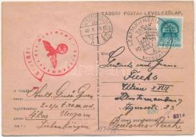 1940 Szatmárnémeti emlék. Tábori postai levelezőlap magyar szalaggal, irredenta / Hungarian irredent...