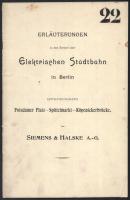 1898 Erläuterungen zu dem Entwurf einer Elektrischen Stadtbahn in Berlin, Erweiterungslinie Potsdamer Platz - Spittelmarkt - Köpenickerbrücke von Siemens & Halske, sarokhiányos papírborító, 24p