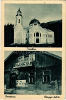 Brusztura, Lopuhiv, Lopukhiv (Máramaros); templom, hangya üzlete és saját kiadása / church, cooperative shop