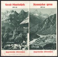 cca 1930 Gozd-Martuljek és Kranjska Gora, magyar, klf. szláv és német ny. képes kihajtható jugoszláv turisztikai prospektus, néhány magyar ny. ceruzás jelöléssel és jegyzettel / travel brochure