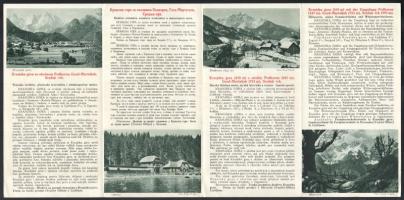 cca 1930 Gozd-Martuljek és Kranjska Gora, magyar, klf. szláv és német ny. képes kihajtható jugoszláv...