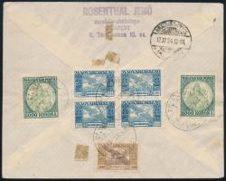 1924. dec. 9 Madonna és Ikarusz bélyegekkel bérmentesített légi levél Budapest-München légi irányító...