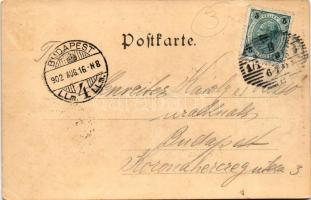 1902 Wien, Vienna, Bécs; Hoher Markt / market, sausage vendor (EK)