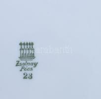 Zsolnay keleti mintás 4 személyes süteményes készlet tálca + tál. Matricás, jelzett, kopással d: 24 ...