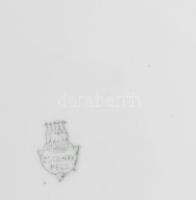 Zsolnay étkészlet részlet, ritka mintával. 4 tálaló tál, sótartó, tányérok. Kézzel festett, jelzett,...