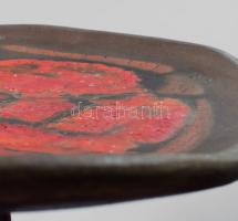 Janáky Viktor (1933 -1999): mázas kerámia fali dísz. Kézzel festett, hólyagos mázzal. jelzett, hibát...