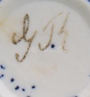 1896 Millenniumi emlék pohár. GR jelzéssel, részben kézzel festett, jelzett, kopással m:7 cm