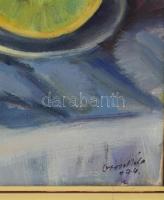 Orosz Béla (1912 k.-1981 k.): Csendélet, 1974. Olaj, vászon. Jelezve jobbra lent. 51x65 cm. Fakeretb...