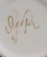 1896 Millenniumi emlék pohár. GR jelzéssel, részben kézzel festett, jelzett, kopással m:7 cm