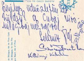 1969 Schmitt Pál, Szőcs Bertalan, B. Nagy Pál vívók által aláírt képeslap