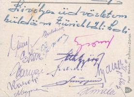 1948 Újpesti labdarúgók által aláírt képeslap (Szusza, Egresi, Szűcs, stb.)