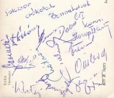 1958 FTC labdarúgók által aláírt képeslap (Mátrai, Dalnoki, Ombódi, stb.)