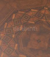 Szecessziós intarziás tálca, d: 32,5 cm