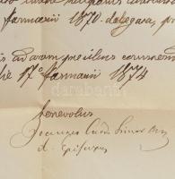 1874 Simor János (1812-1891) hercegprímás, bíboros, esztergomi érsek által aláírt egyházi okirat