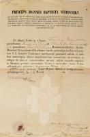 1852 Scitovszky János (1785-1866) bíboros, hercegprímás, esztergomi érsek által aláírt egyházi, vias...